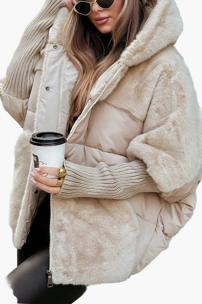 Teddyjacke Damen Winterjacke mit Kapuze Warm