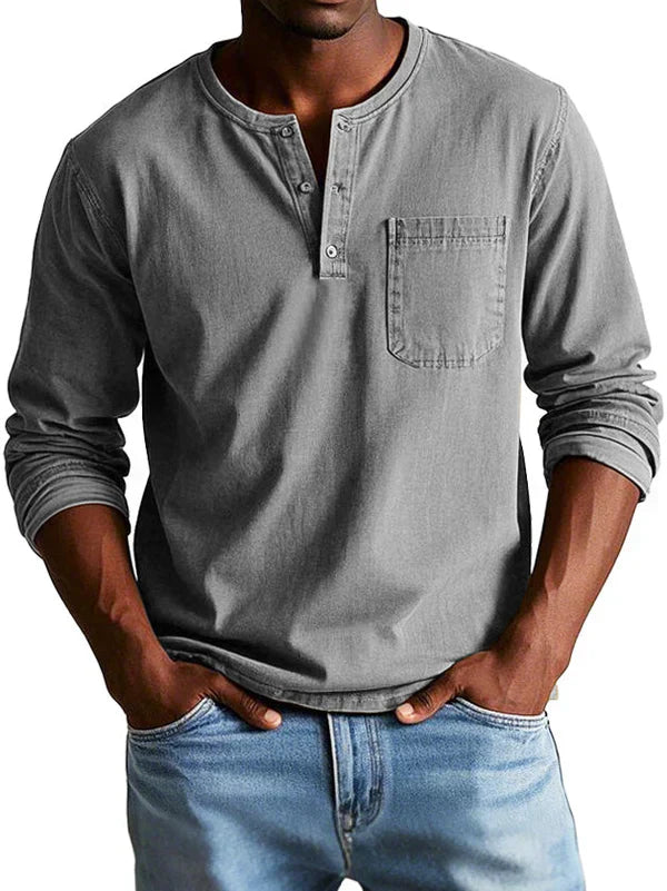 Herren Langarmshirt Lässig Bequem Baumwolle