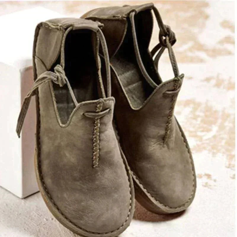 Damen Leder Stiefeletten Herbstschuhe Braun