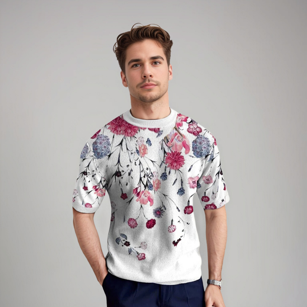 Herren Kurzarmshirt Floral Sommer - BerlinGlamour