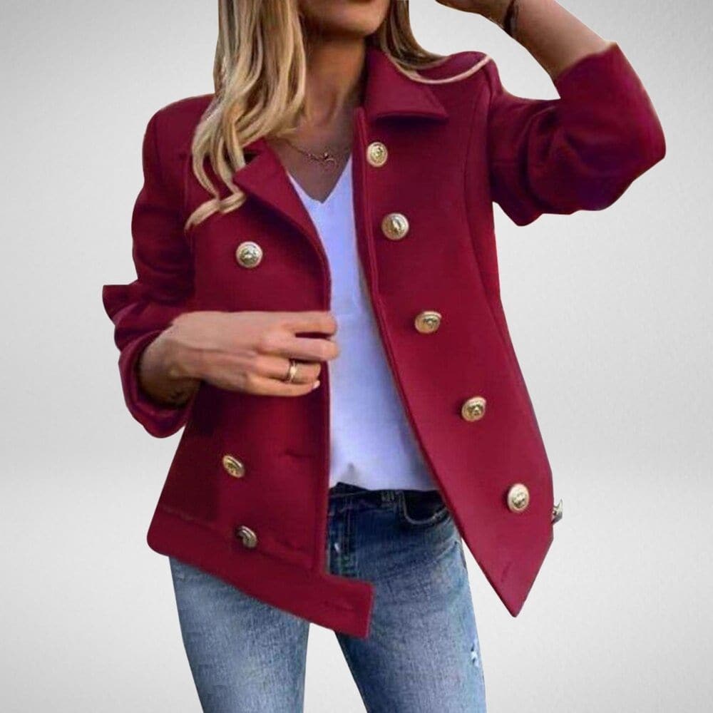 Maßgeschneiderte Peacoat Damen Zweireiher Elegante Knöpfe - BerlinGlamour