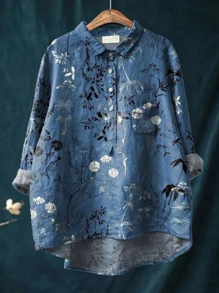 Elegante Blumenbluse Damen Sommer Top