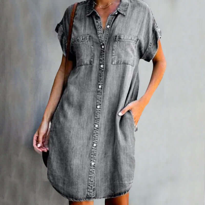 Berlin Style Denim Kleid Damen Kurz