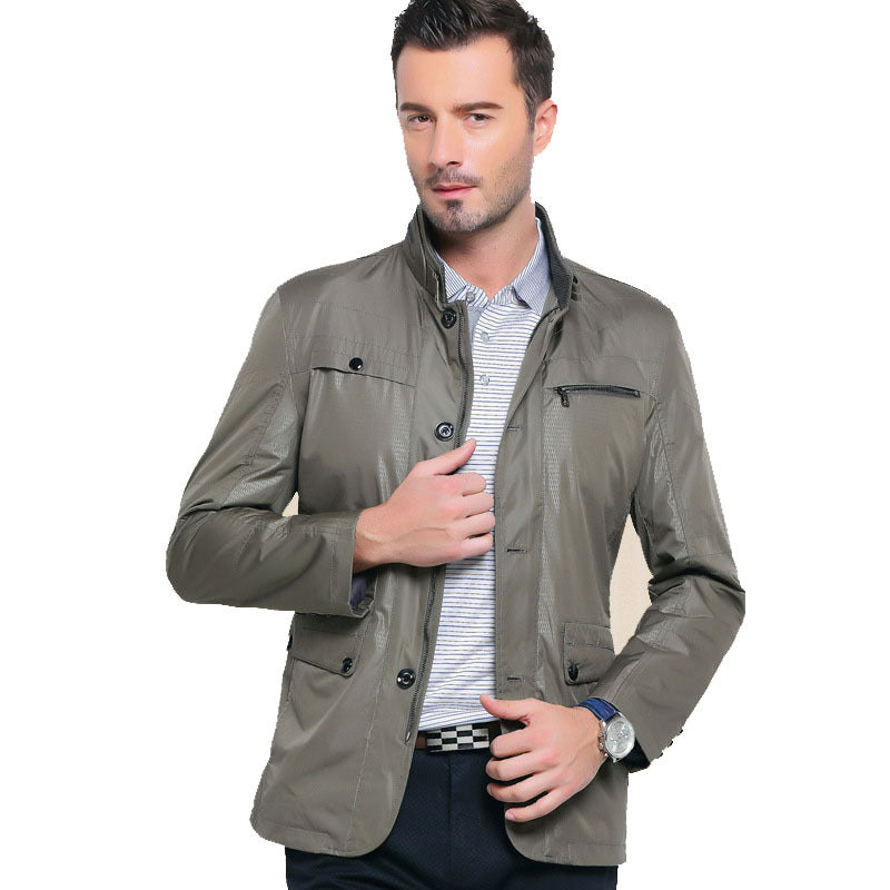 Herren Jacke Leicht Casual Mit Reißverschluss Tasche