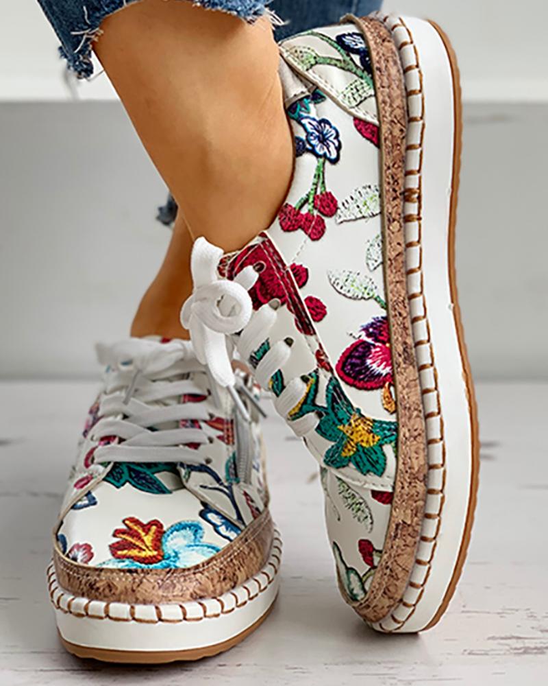 Damen Schuhe Blumenmuster Gummisohle