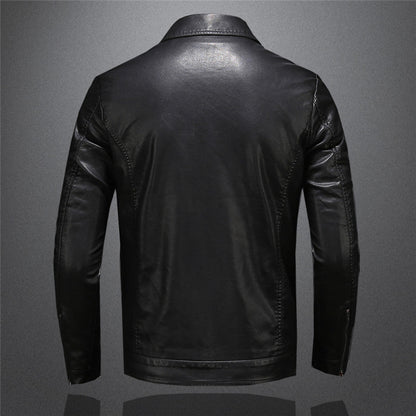 Herren Lederjacke Schwarz Stylisch Ledermantel