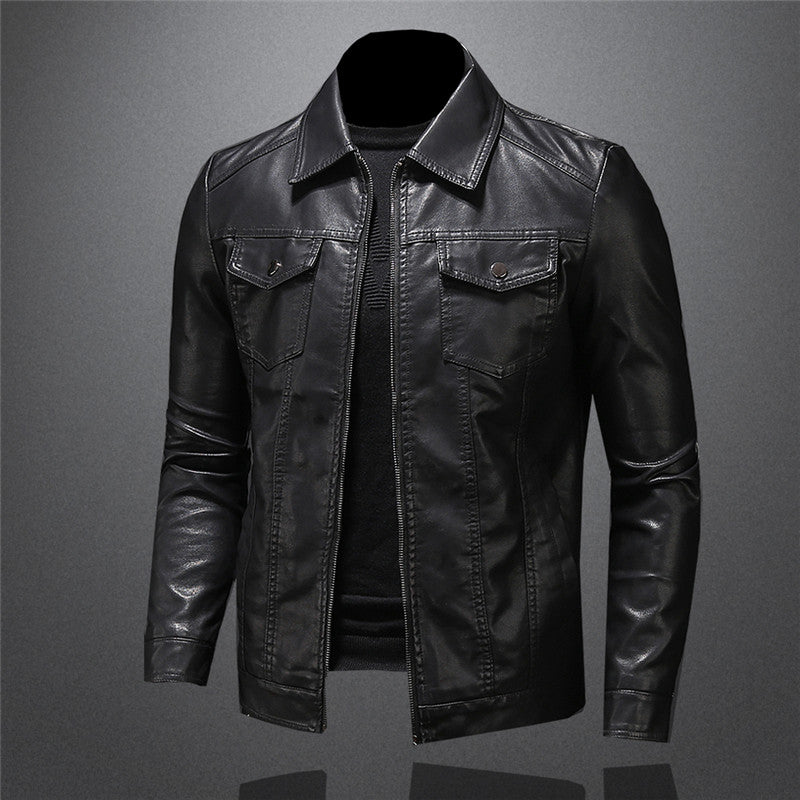Herren Lederjacke Schwarz Stylisch Ledermantel - BerlinGlamour
