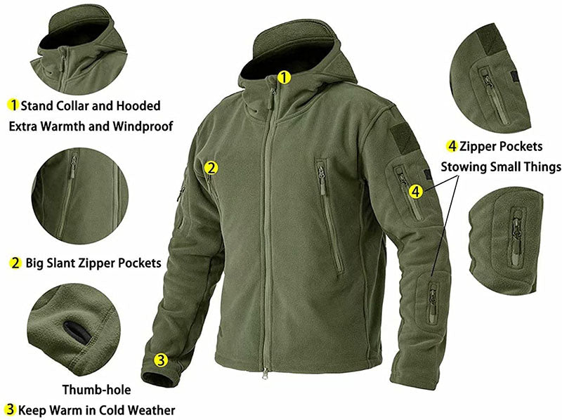 Herren Fleecejacke Winddicht Wasserdicht Outdoor