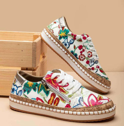 Damen Schuhe Blumenmuster Gummisohle