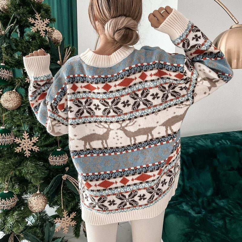 Weihnachtspullover Damen Kuschelig Warm Winterlich
