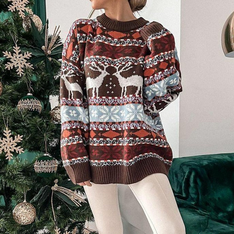 Weihnachtspullover Damen Kuschelig Warm Winterlich