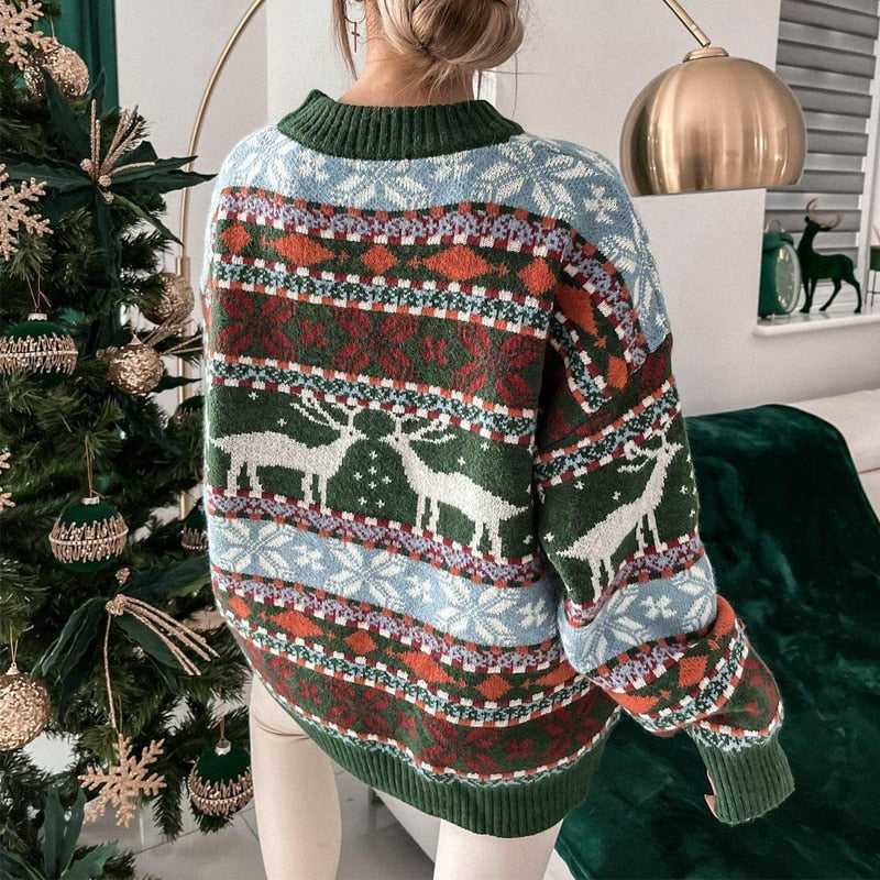 Weihnachtspullover Damen Kuschelig Warm Winterlich
