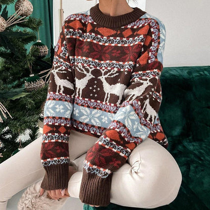 Weihnachtspullover Damen Kuschelig Warm Winterlich