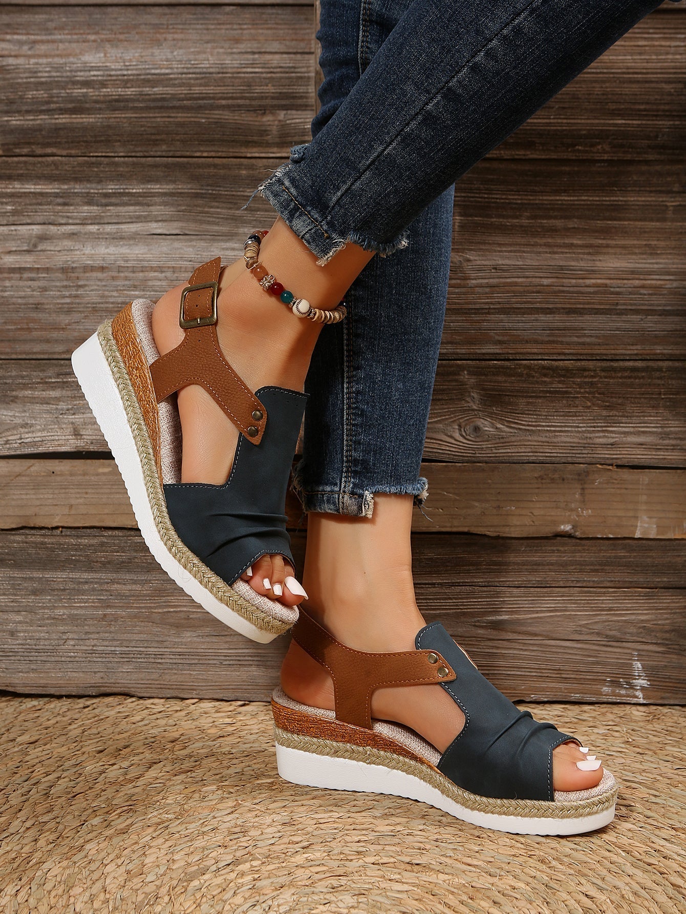 Damen Sandalen Keilabsatz Komfortabel Sommer