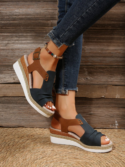 Damen Sandalen Keilabsatz Komfortabel Sommer