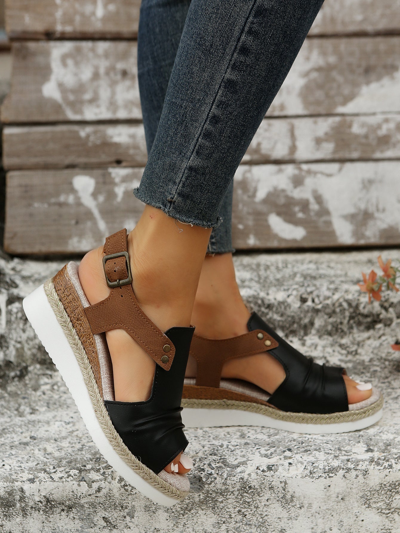 Damen Sandalen Keilabsatz Komfortabel Sommer