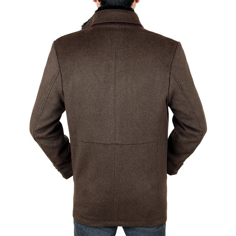Herren Wollmantel Eleganter Pelzkragen Winter