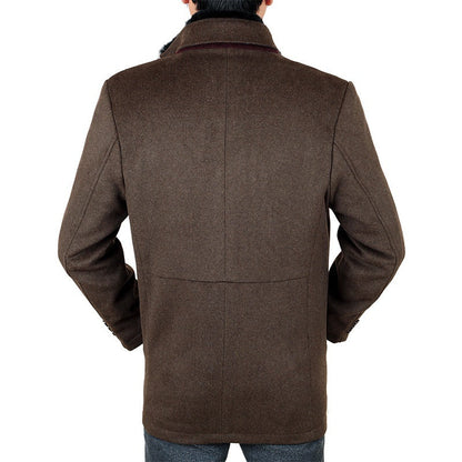 Herren Wollmantel Eleganter Pelzkragen Winter