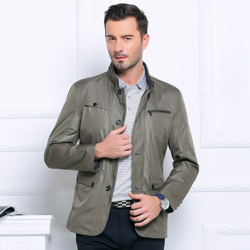 Herren Jacke Leicht Casual Mit Reißverschluss Tasche - BerlinGlamour