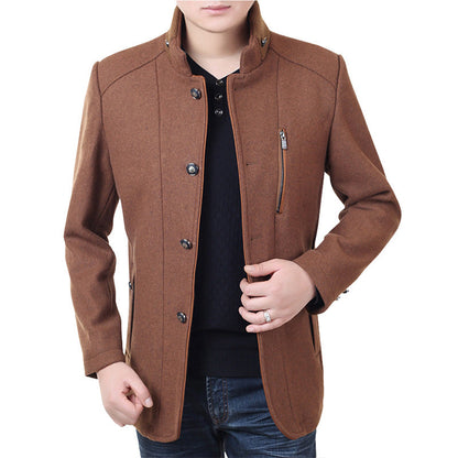 Herren Winterjacke Elegante Hochkragen Schwarz Modern