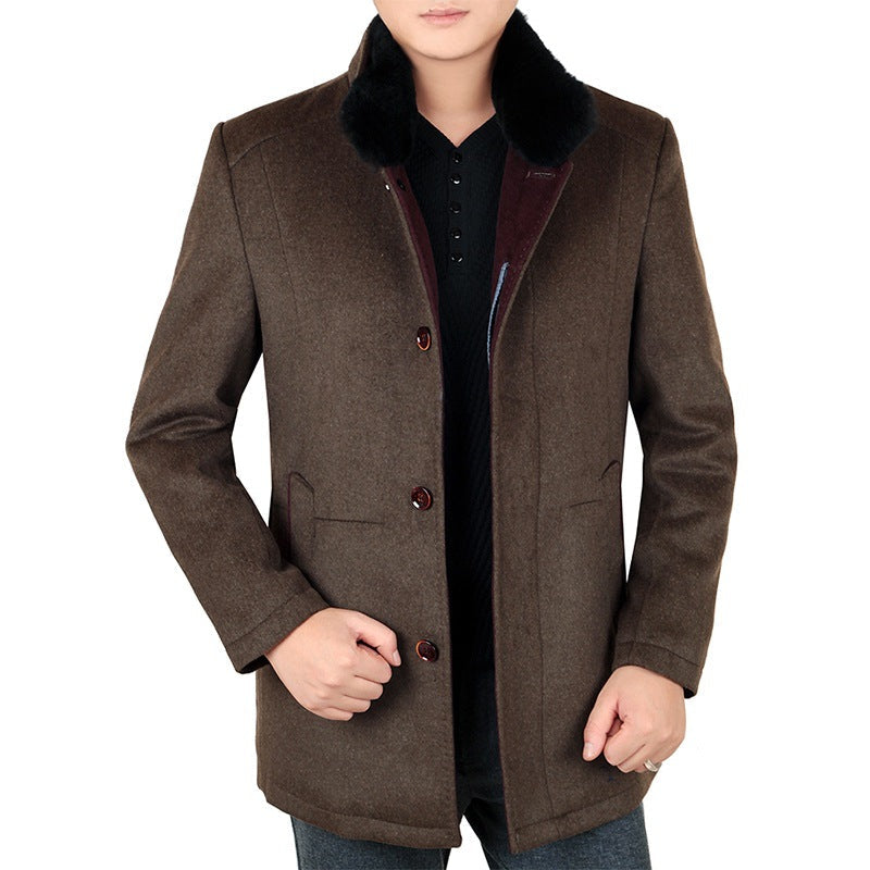 Herren Wollmantel Eleganter Pelzkragen Winter - BerlinGlamour