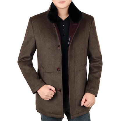 Herren Wollmantel Eleganter Pelzkragen Winter - BerlinGlamour