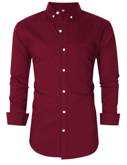 Herren Hemd Klassisch mit Button-Down Kragen und Brusttasche