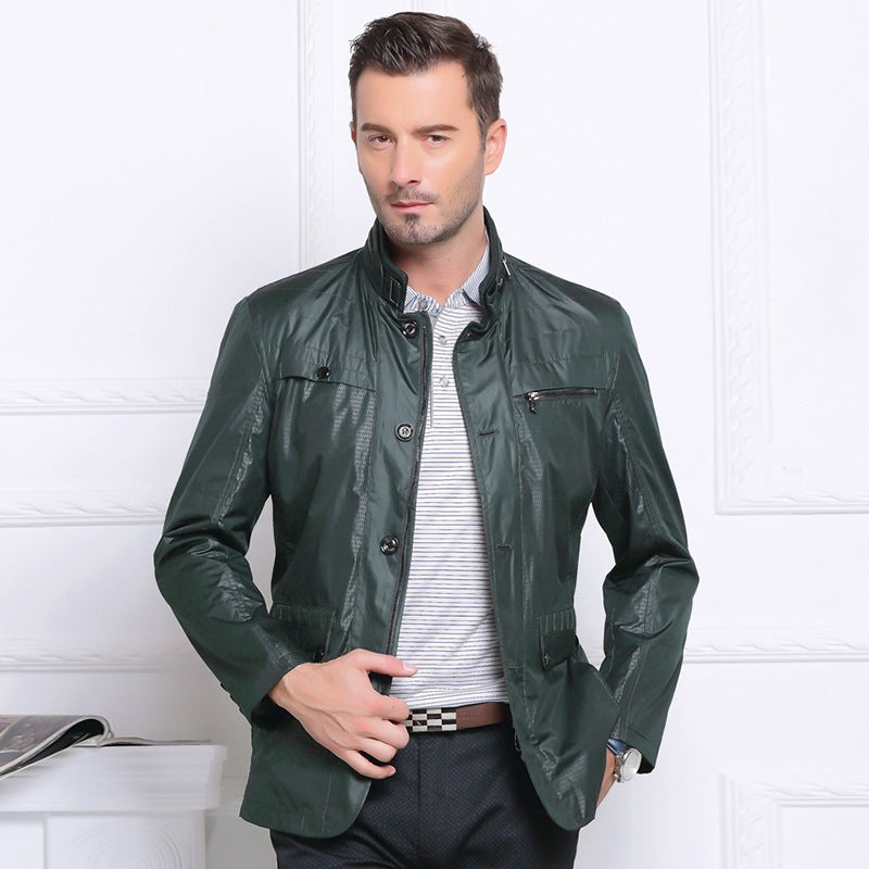 Herren Jacke Leicht Casual Mit Reißverschluss Tasche