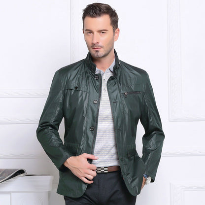 Herren Jacke Leicht Casual Mit Reißverschluss Tasche