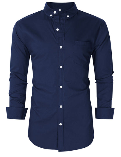 Herren Hemd Klassisch mit Button-Down Kragen und Brusttasche