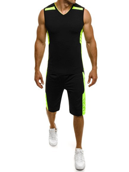 Herren SportTanktop mit Shorts Modern V-Ausschnitt Funktionsstoff