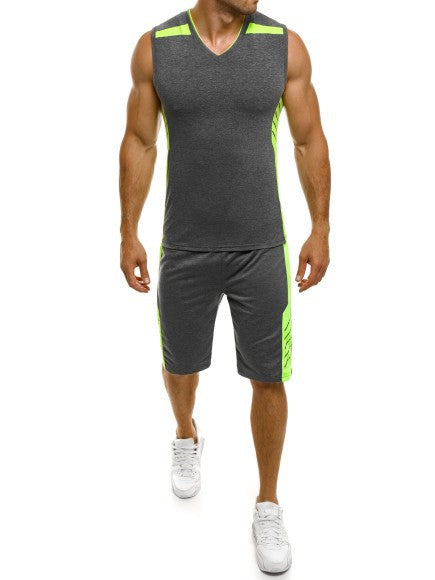 Herren SportTanktop mit Shorts Modern V-Ausschnitt Funktionsstoff