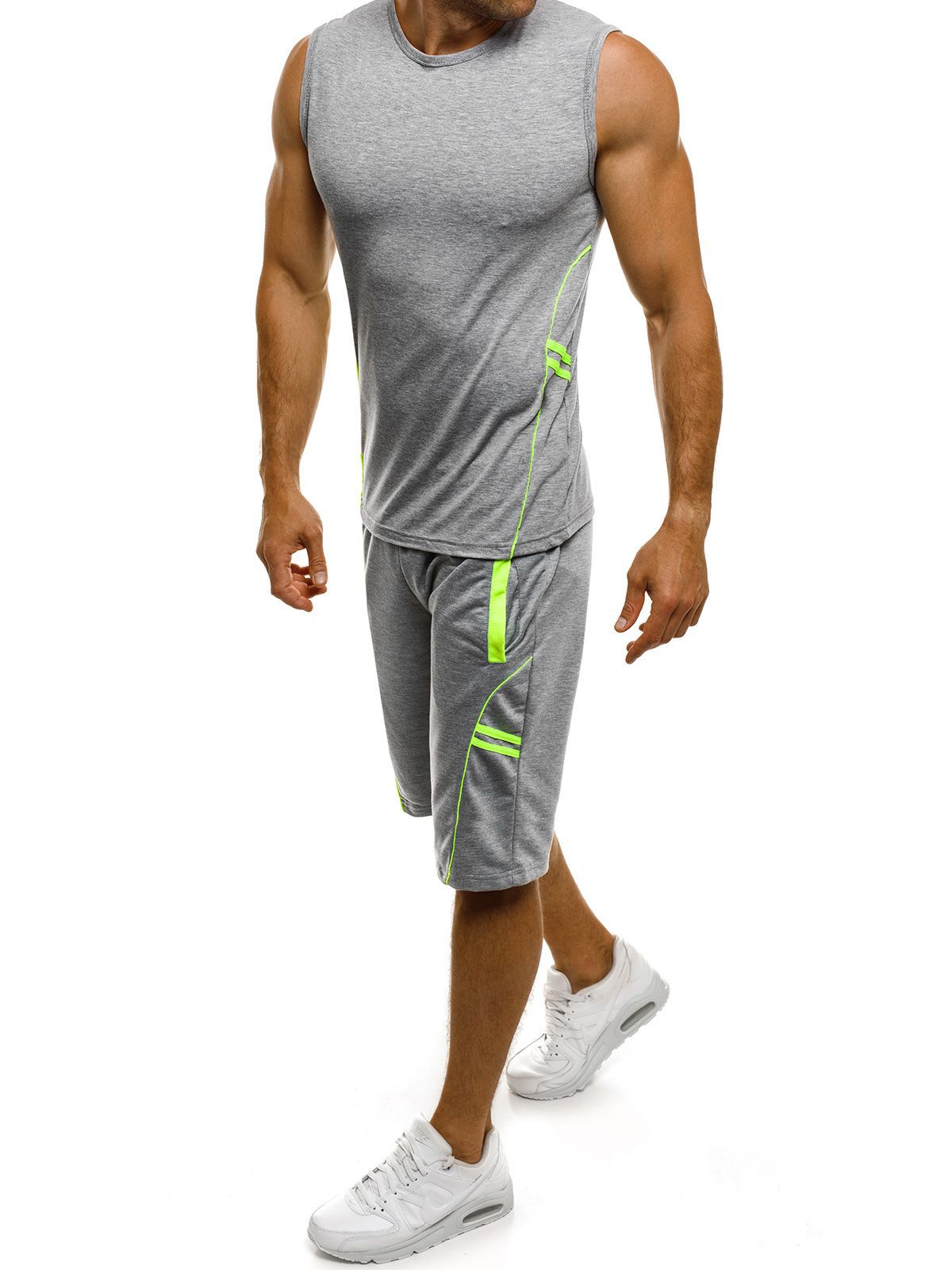 Herren Sportset Tanktop und Shorts Reflexstreifen