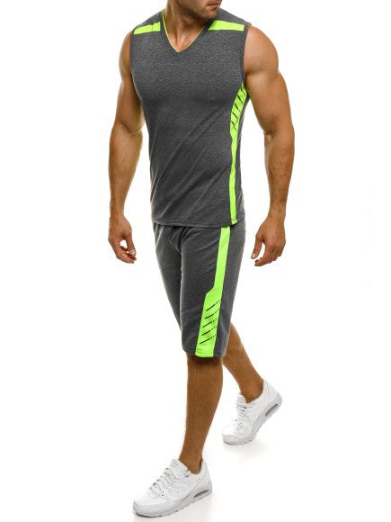 Herren SportTanktop mit Shorts Modern V-Ausschnitt Funktionsstoff