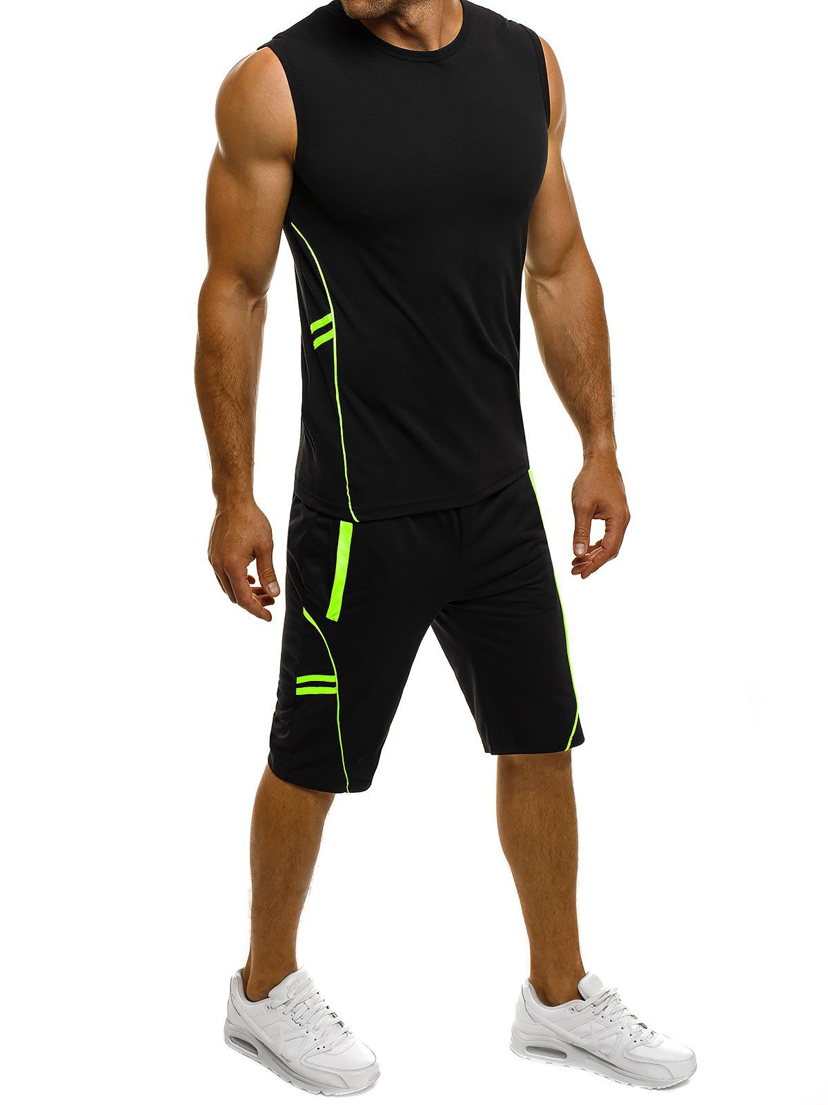 Herren Sportset Tanktop und Shorts Reflexstreifen - BerlinGlamour