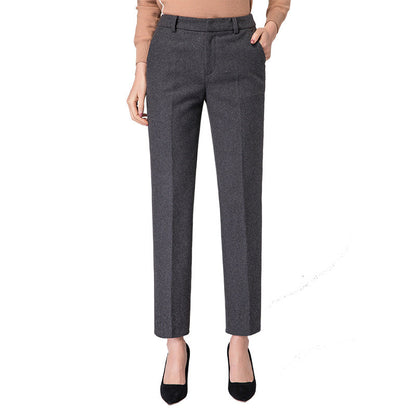 Damen Stoffhose Slim Fit Woll Schwarz Elegante Hose
