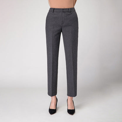 Damen Stoffhose Slim Fit Woll Schwarz Elegante Hose