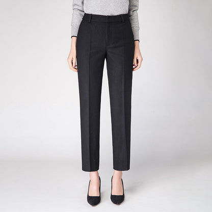 Damen Stoffhose Slim Fit Woll Schwarz Elegante Hose