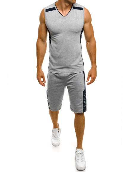 Herren SportTanktop mit Shorts Modern V-Ausschnitt Funktionsstoff