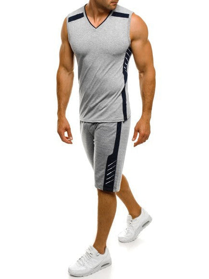 Herren SportTanktop mit Shorts Modern V-Ausschnitt Funktionsstoff