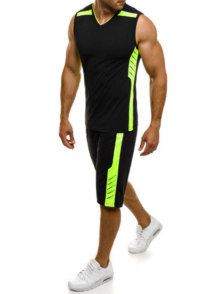 Herren SportTanktop mit Shorts Modern V-Ausschnitt Funktionsstoff