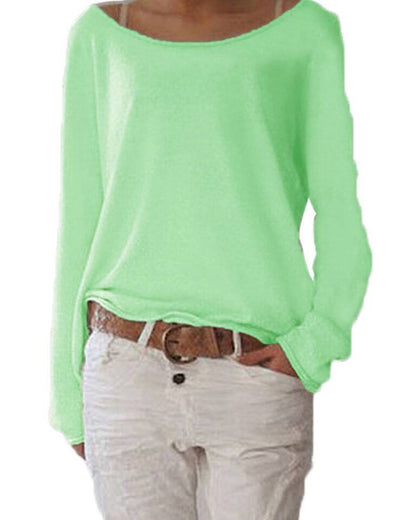 Damen Rundhalspullover Leicht Bequem Modern