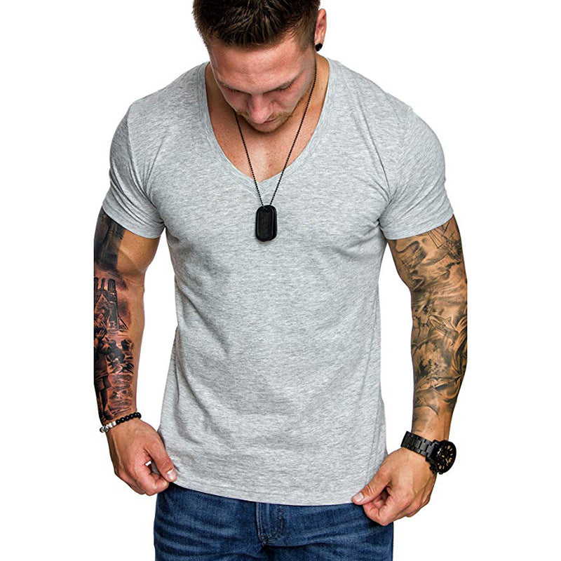 Herren T-Shirt V-Ausschnitt Slim Fit Baumwolle Hochwertig