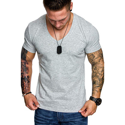 Herren T-Shirt V-Ausschnitt Slim Fit Baumwolle Hochwertig
