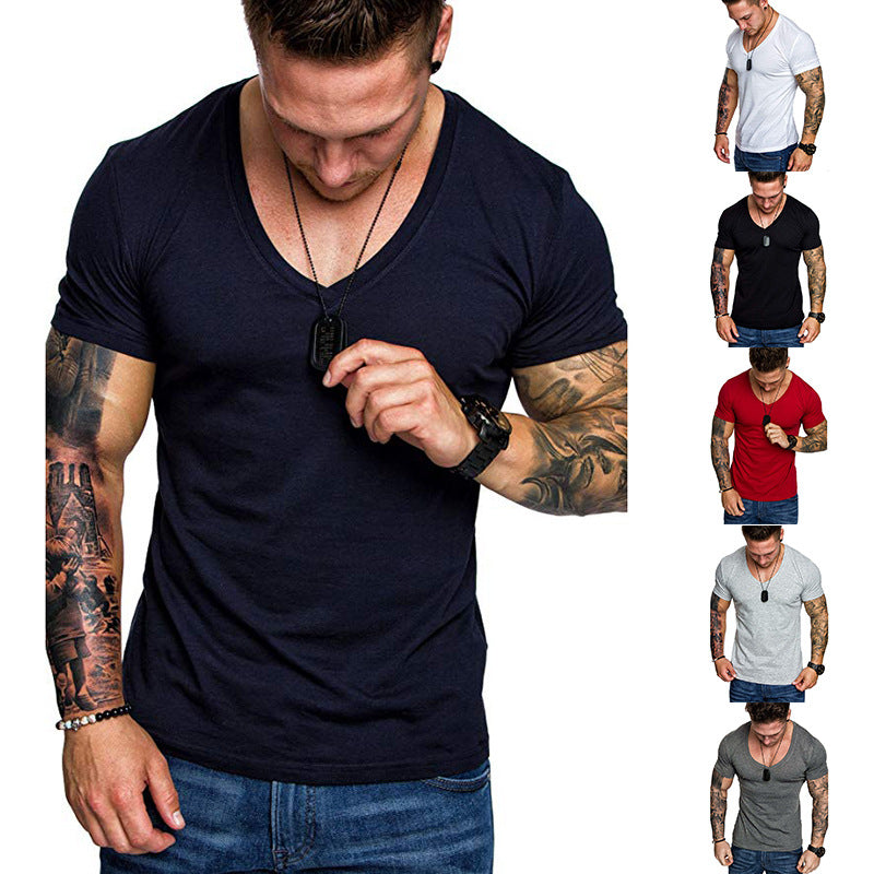 Herren T-Shirt V-Ausschnitt Slim Fit Baumwolle Hochwertig - BerlinGlamour