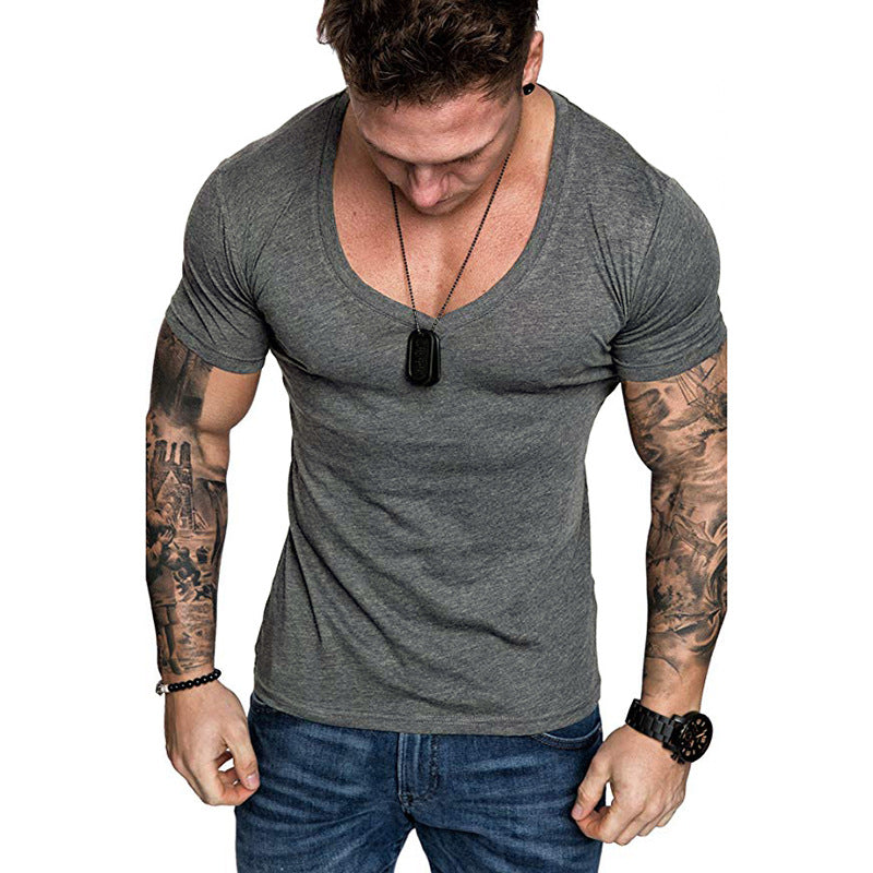 Herren T-Shirt V-Ausschnitt Slim Fit Baumwolle Hochwertig