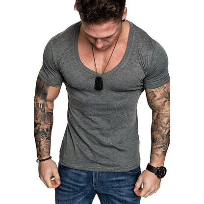Herren T-Shirt V-Ausschnitt Slim Fit Baumwolle Hochwertig