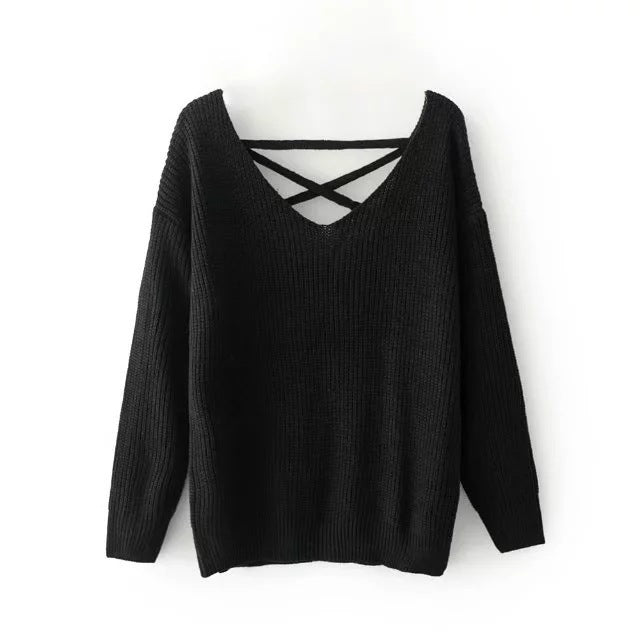 Damen Strickpullover V-Ausschnitt Dekorativ Trendig