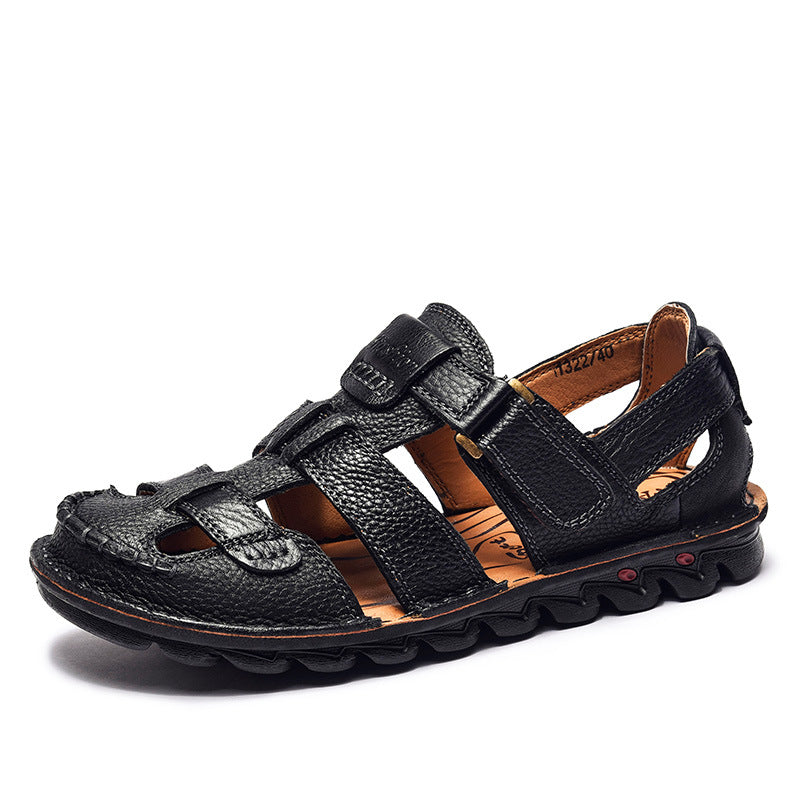 Herren Ledersandalen Bequem Verstellbar Rutschfest Sommer