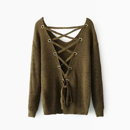 Damen Strickpullover V-Ausschnitt Dekorativ Trendig